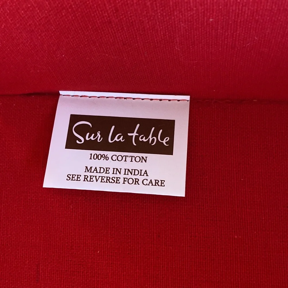 Sur La Table lot of 2 red & white gingham check flexible baskets with liners